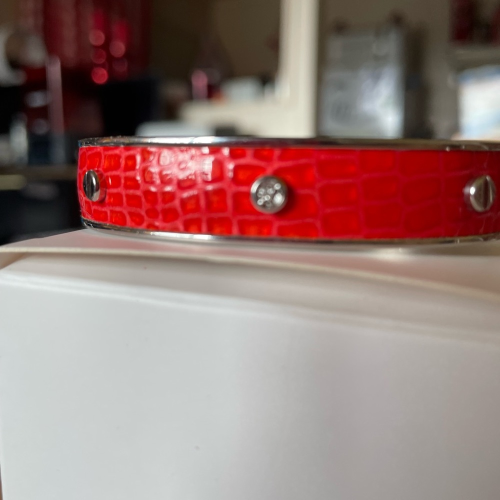 Genuine Diamond 0.01CT ‘Croco’ Orange Morellato leather cuff